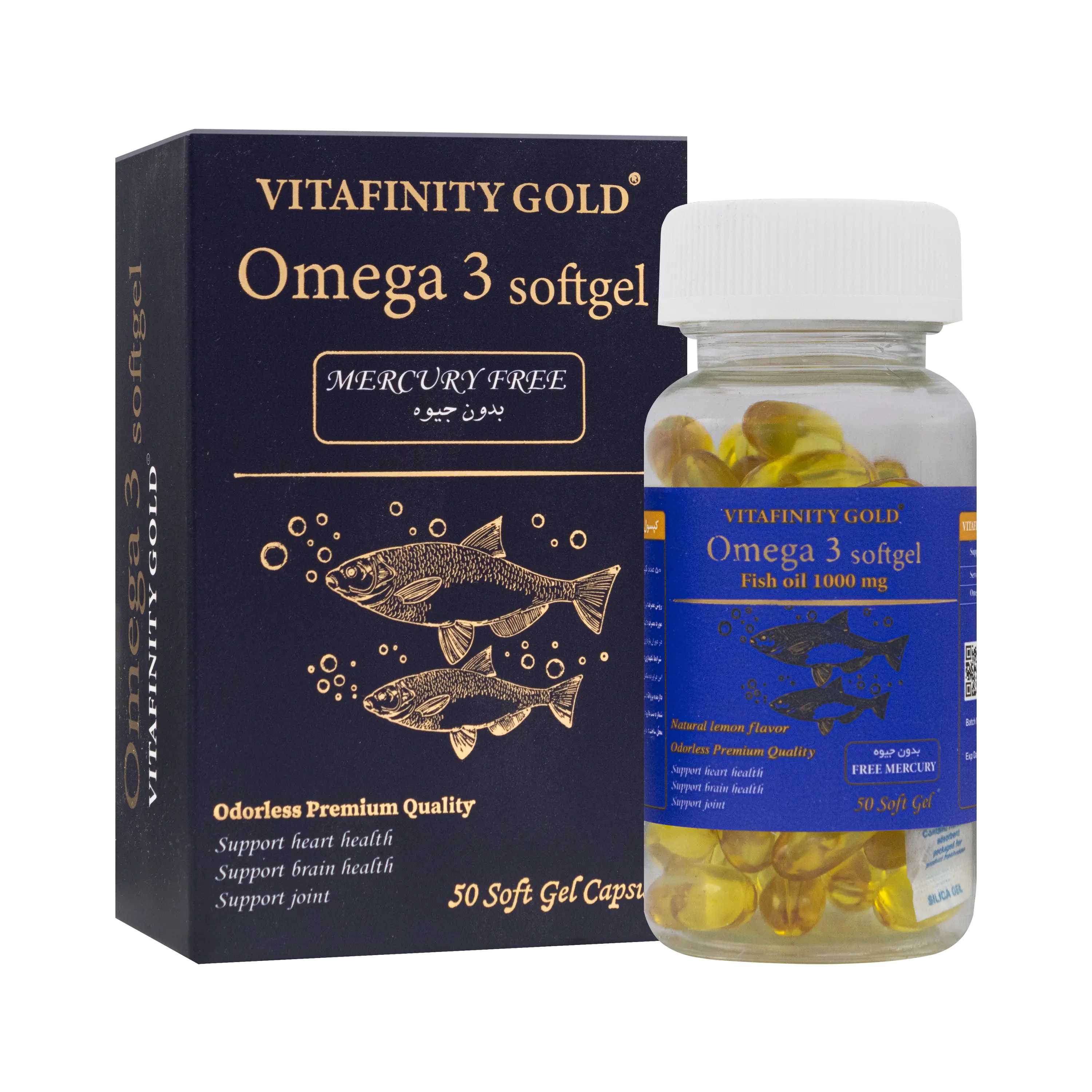 کپسول نرم امگا 3 ویتافینیتی گلد بدون جیوه 50 عددی شهاب درمان
